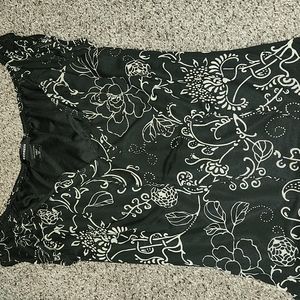 Black floral print blouse